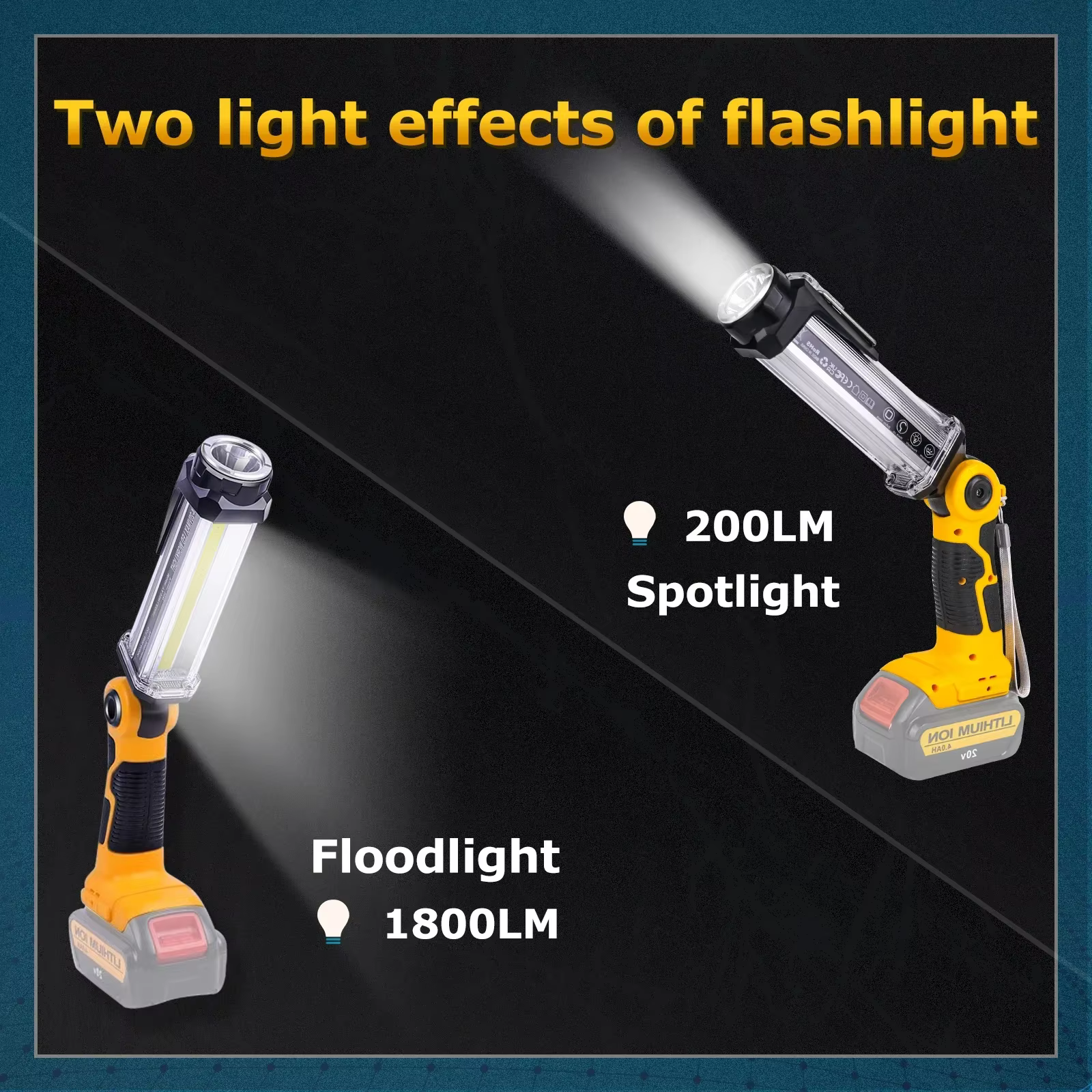 Dewalt linterna LED 2000 lúmenes portátil 14.4V-18V USB Li-ion - imagen 5