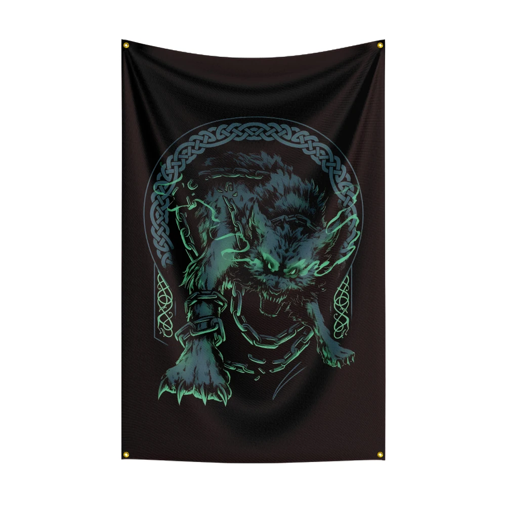 Bandera decorativa logo vikingo bordada para exterior - imagen 4