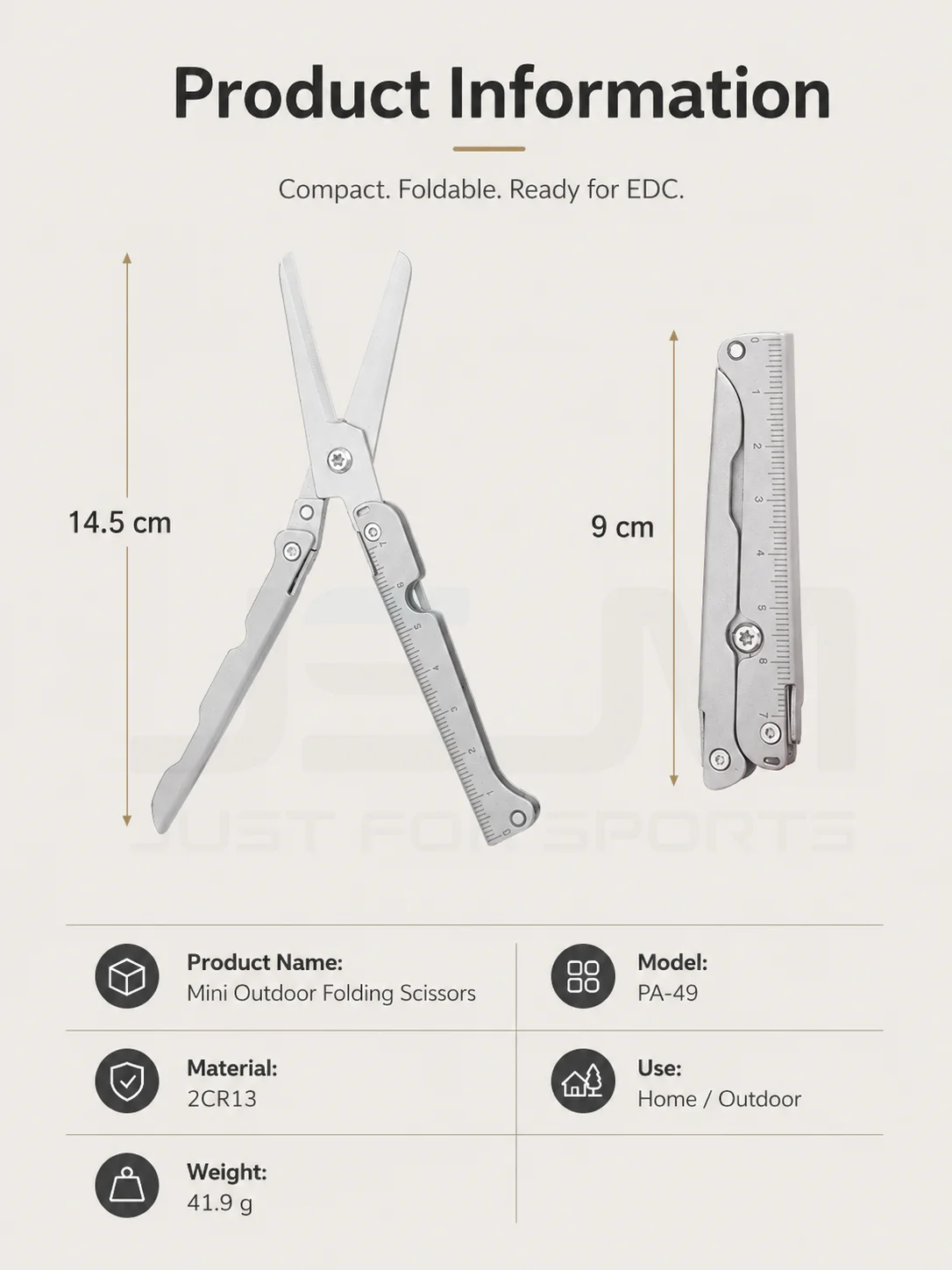 JSJM Mini Tijeras Plegables de Acero Inoxidable para EDC - imagen 2
