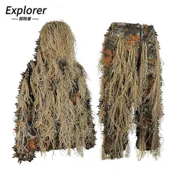 Ropa táctica camuflaje selvático 3D hojas marrones para caza