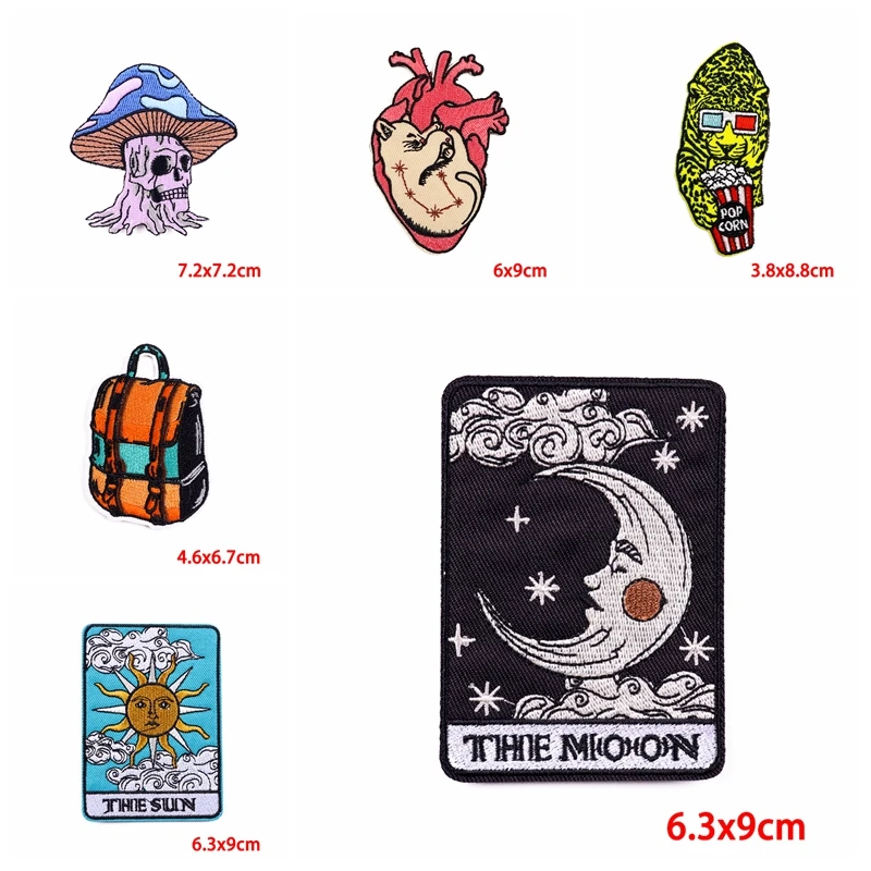 Parche bordado corazon gato - diseno punk calavera para ropa o mochila - imagen 2