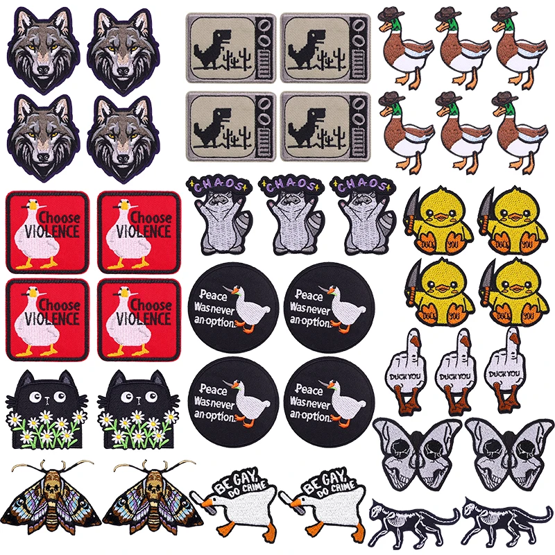 Parches bordados de animales con diseño de lobo