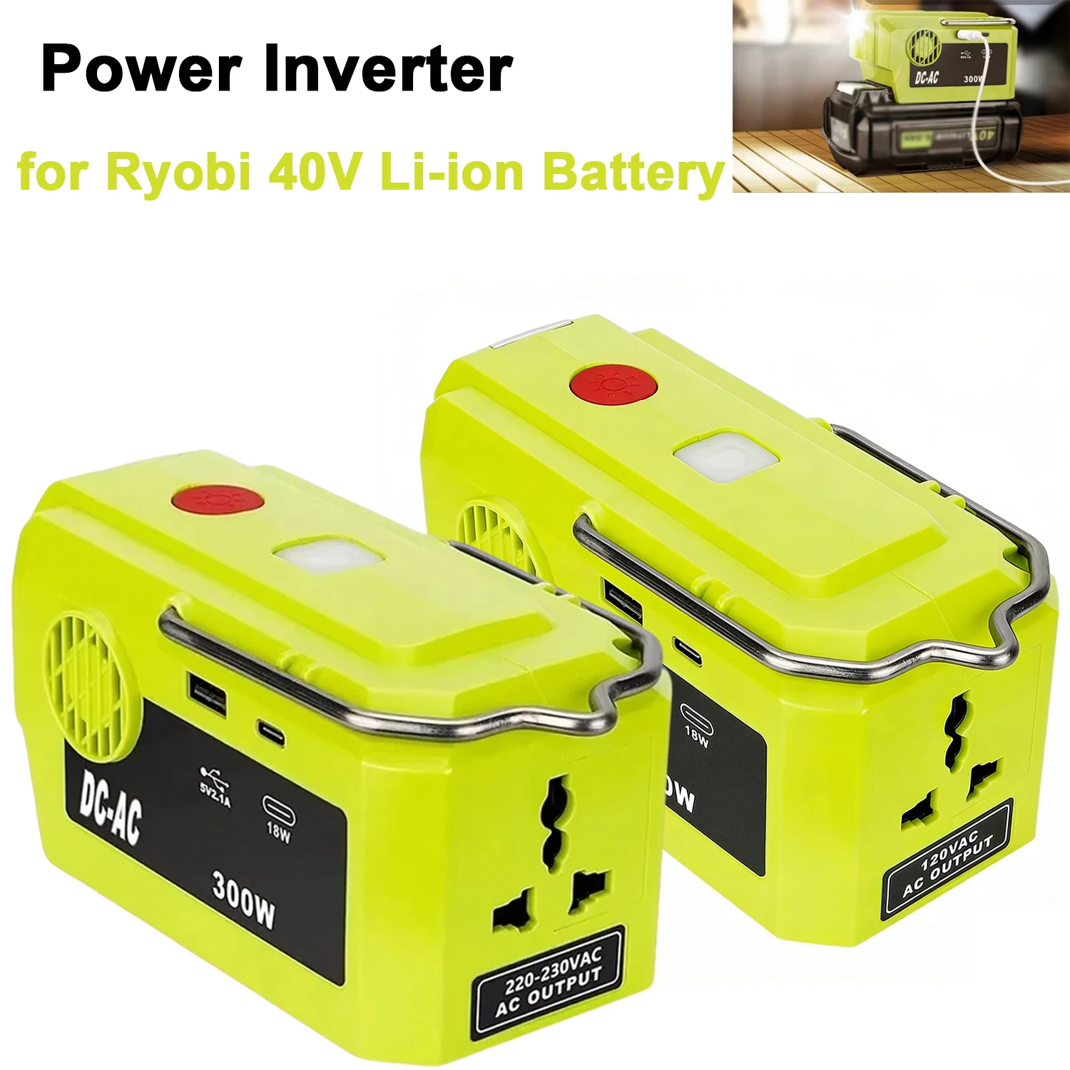 Ryobi inversor portátil de corriente para batería litio USB-C - imagen 2