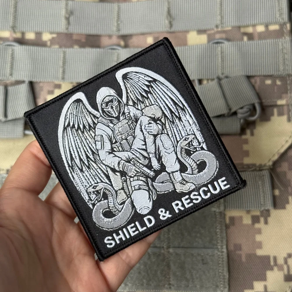 SHIELD & RESCUE Parche táctico militar de velcro tejido, gancho-bucle - imagen 4