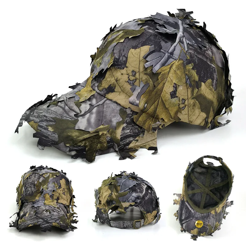 Gorra Biónica Camuflaje Selva – Con Hojas para Caza Táctica - imagen 4