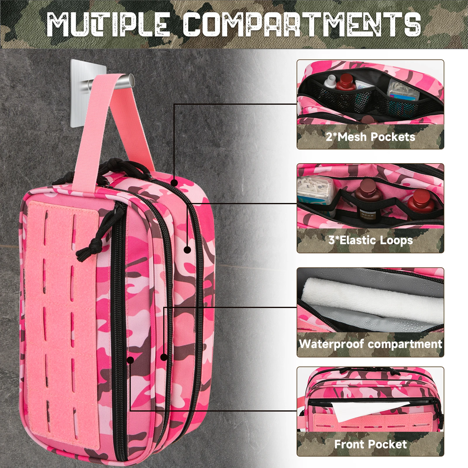 Neceser táctico MOLLE – Bolsa de higiene viaje EDC unisex - imagen 3