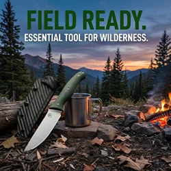 Cuchillo fijo para exterior, hoja integrada y emergencia camping