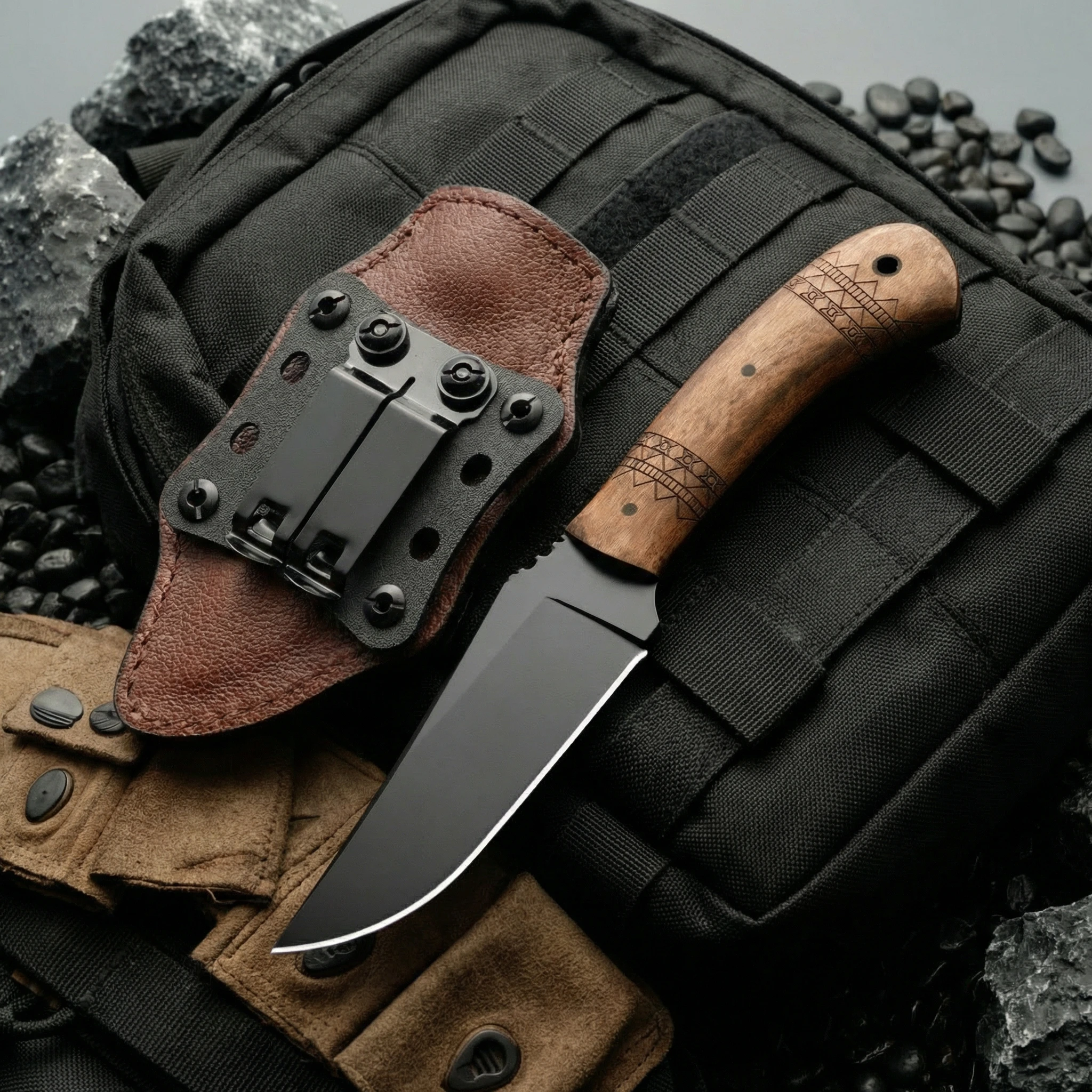 Cuchillo táctico fijo de acero inoxidable para supervivencia - imagen 5