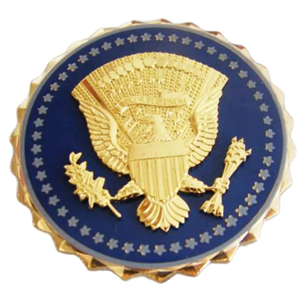 Pin identificación militar EE. UU. con águila y E Pluribus Unum