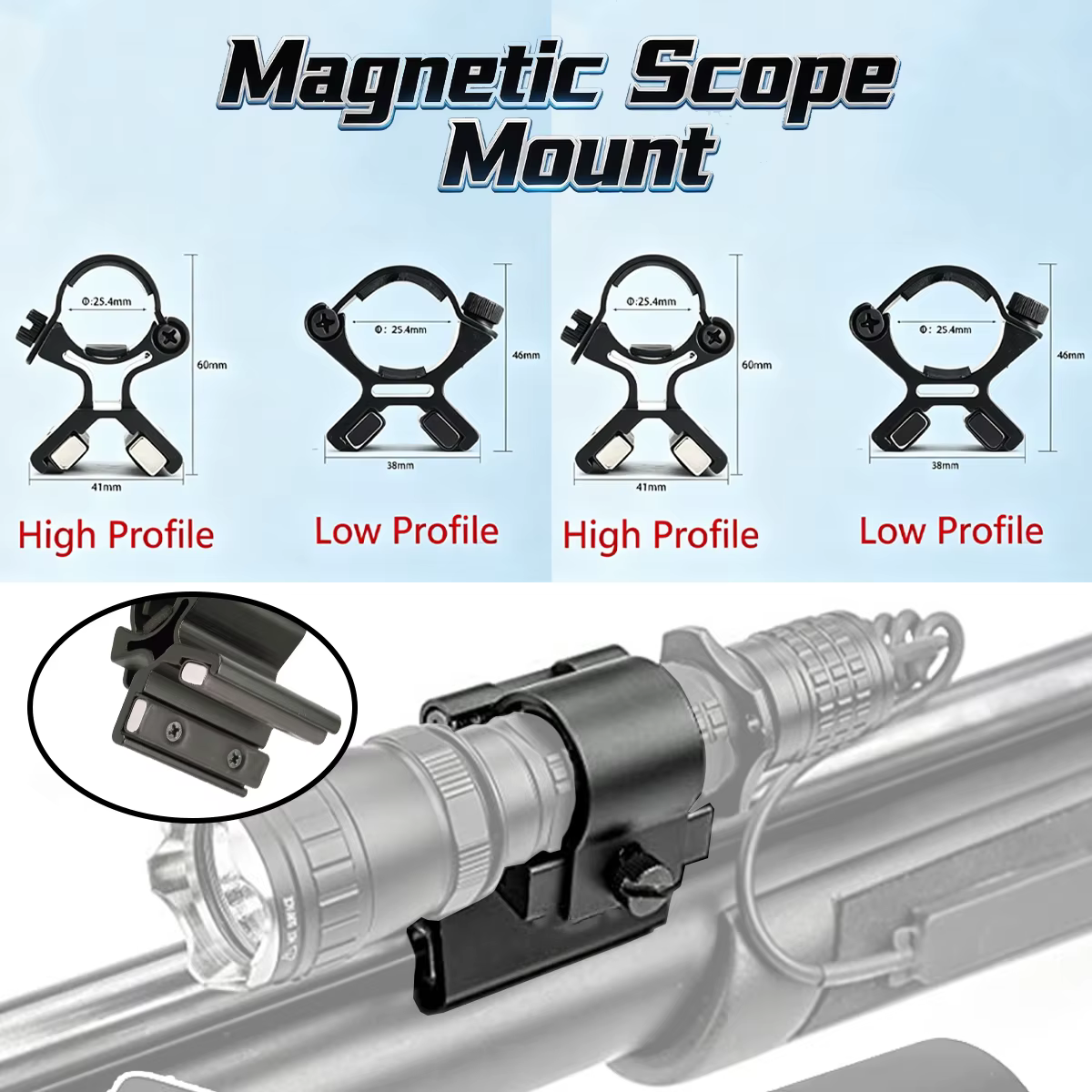 Soporte magnético para linterna con anilla de 25,4 mm