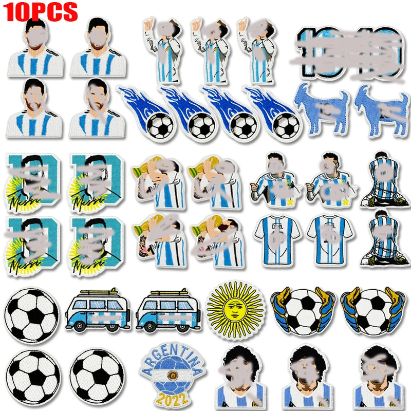 Detalle de parches bordados de fútbol en serie