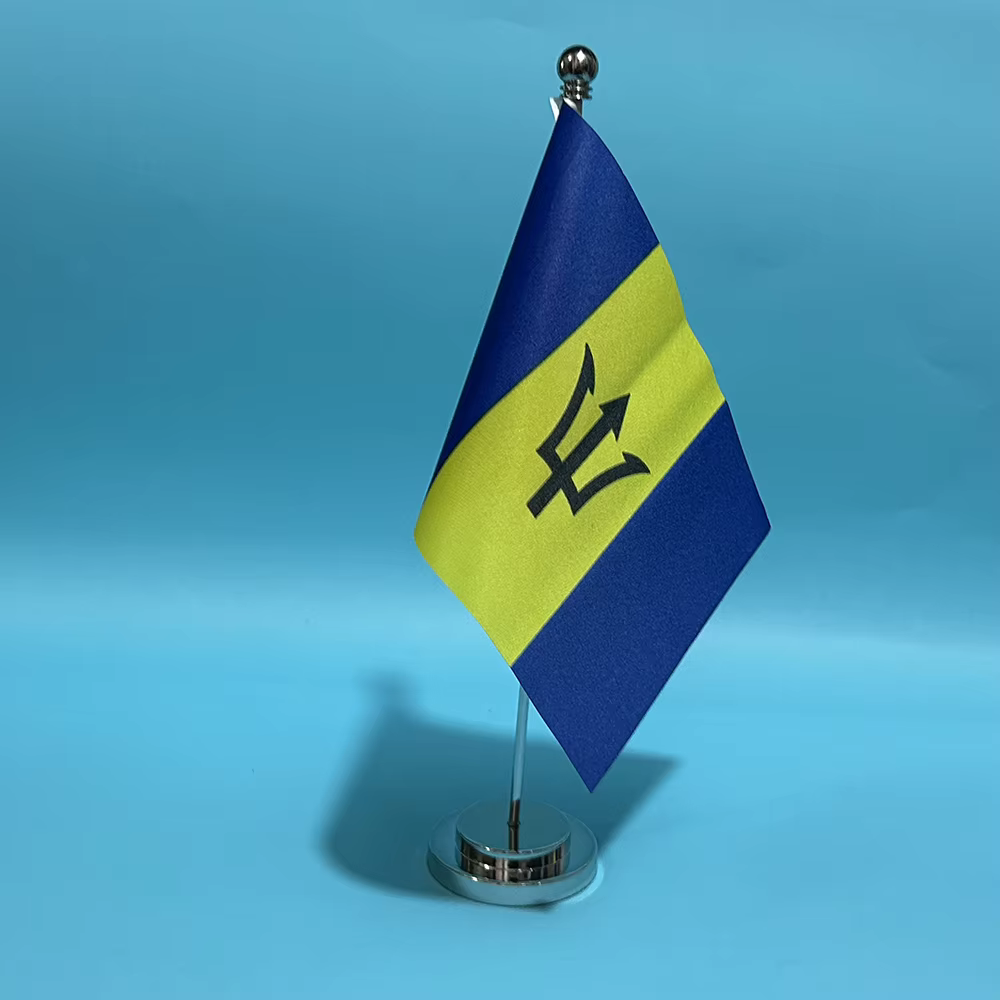 Bandera de escritorio Barbados en poliéster para oficina - imagen 4