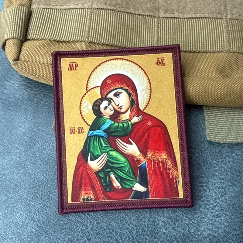 Parche táctico Virgen María ortodoxa impreso gancho y bucle