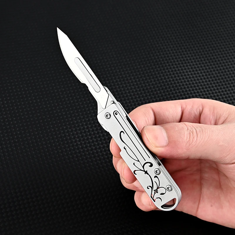 Mini cuchillo de Arte orquídeas Chinoiserie, cortador y llavero portátil