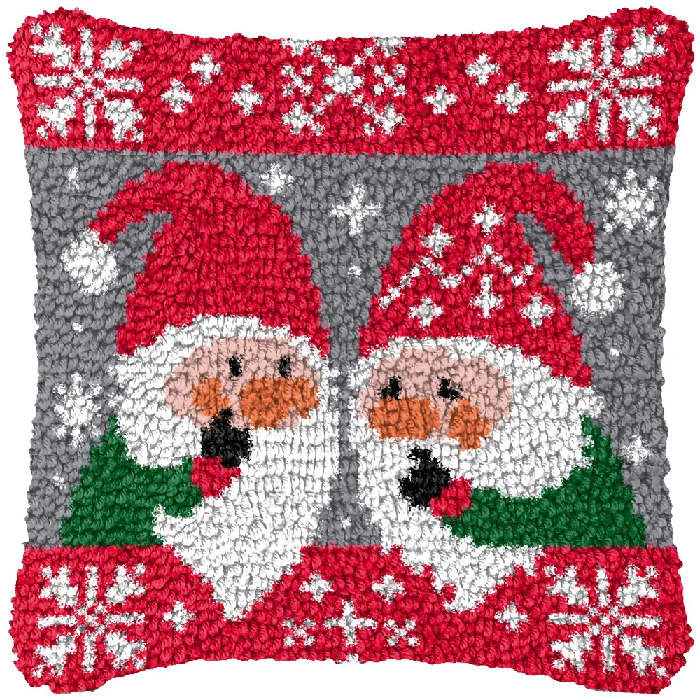 Kit de Funda de Cojín Navideña DIY Bordada: Gnomos, Papá Noel y Renos - imagen 4