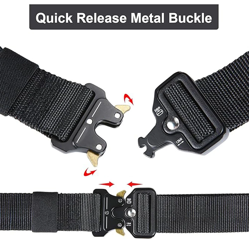 Cinturón táctico Quick Release de nailon negro para senderismo y caza - imagen 4