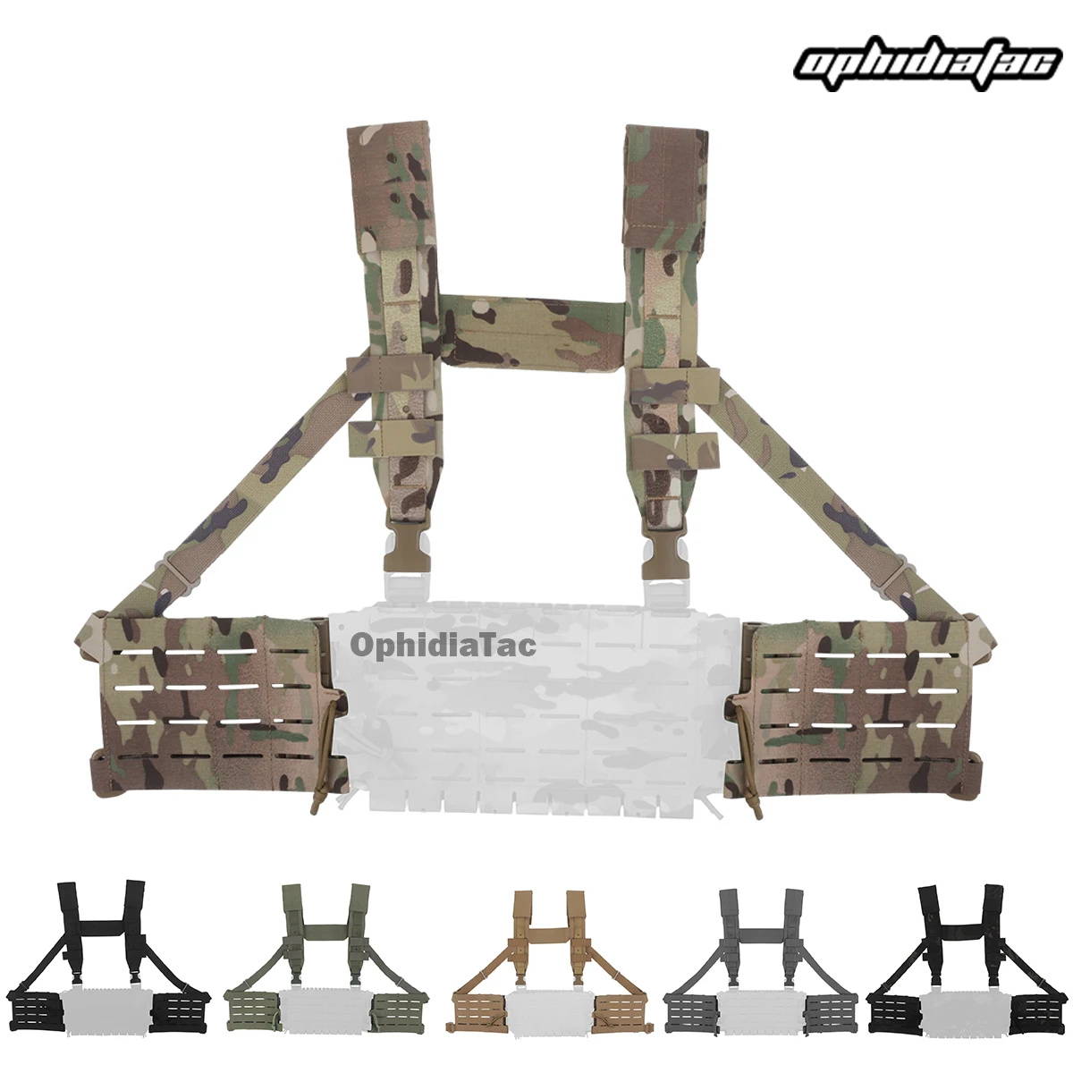 Arnés táctico H nylon 1000D con MOLLE y hebilla de liberación rápida - imagen 5