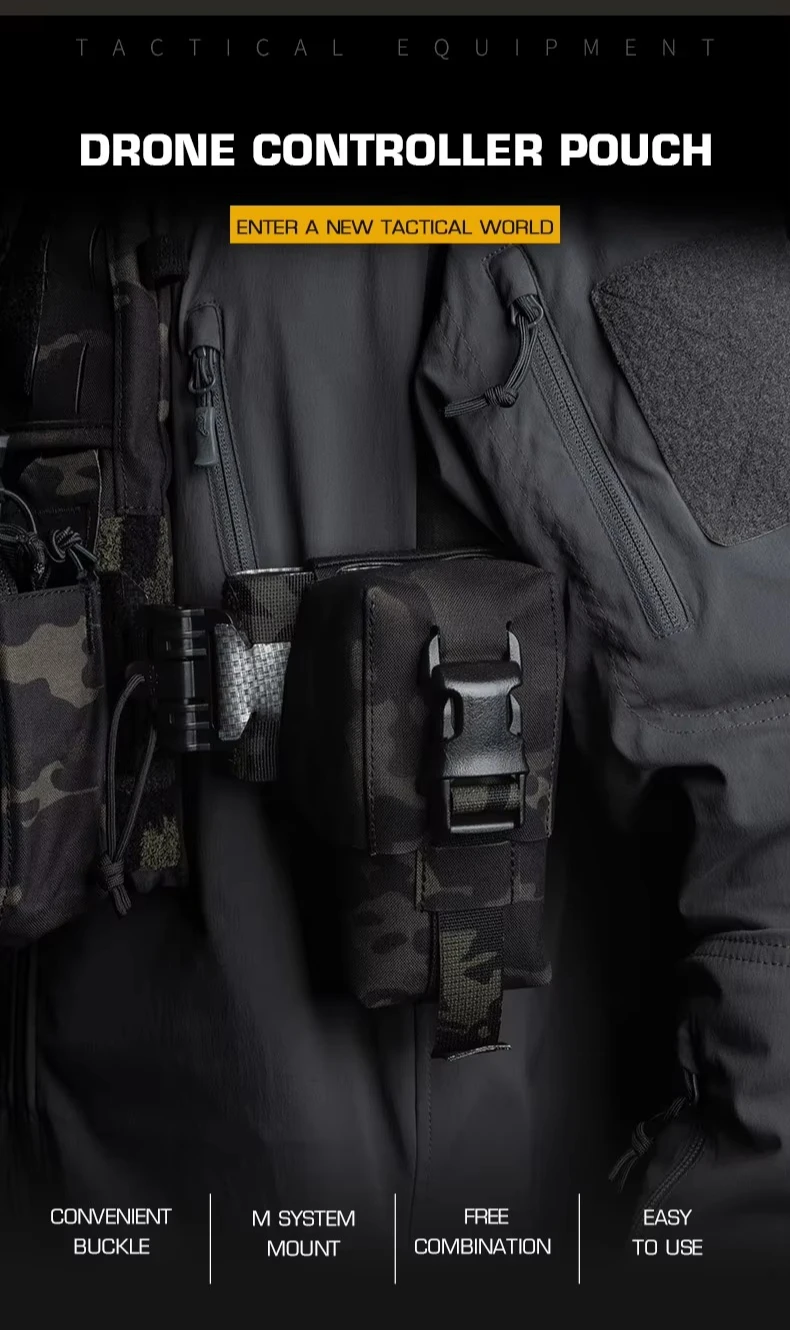 Vista frontal de la bolsa táctica para controlador DJI