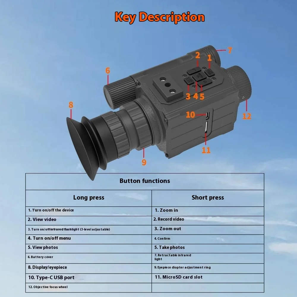 Visor nocturno para caza con aumento óptico y visión HD - imagen 5