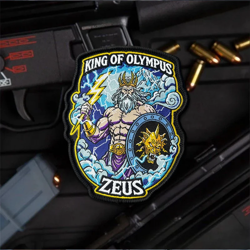 Parche táctico bordado Zeus rey del Olimpo moral con velcro - imagen 5