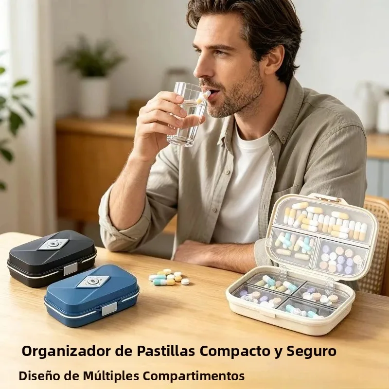 Pastillero semanal portátil de doble compartimento para viaje
