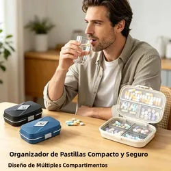 Pastillero semanal portátil de doble compartimento para viaje