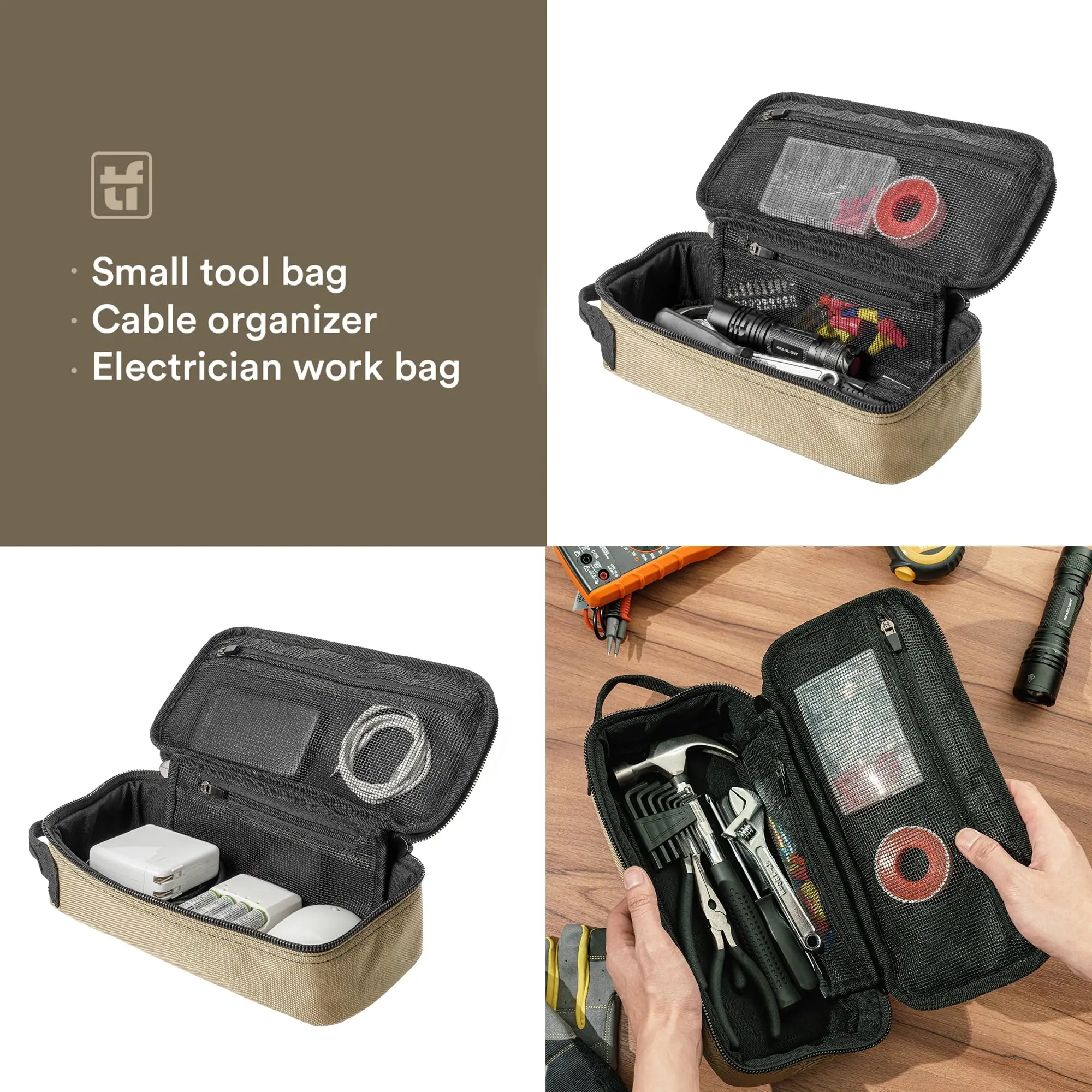 Bolsa herramientas compacta resistente con asa y cierre para motos - imagen 2
