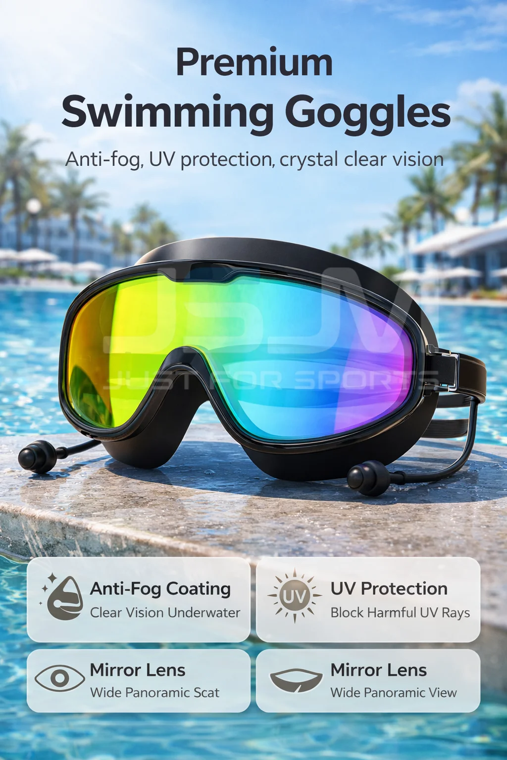 JSJM Gafas de natación antivaho visión amplia protección UV sin fugas - imagen 4