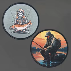 Parche morrón bordado vintage pesca con Velcro – Para mochila o ropa