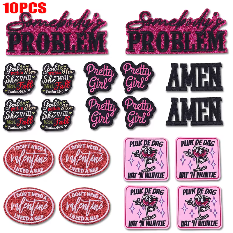 Parche termoadhesivo letras bordadas con eslogan rosas animadas - imagen 5