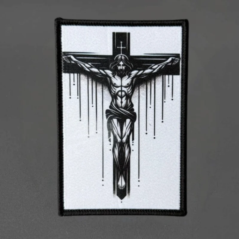 Parche táctico cruz cristiana con velcro para mochila y ropa