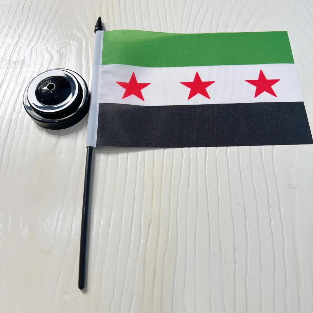 Bandera de Siria para escritorio 14x21 cm – Tres estrellas en emblema - imagen 5