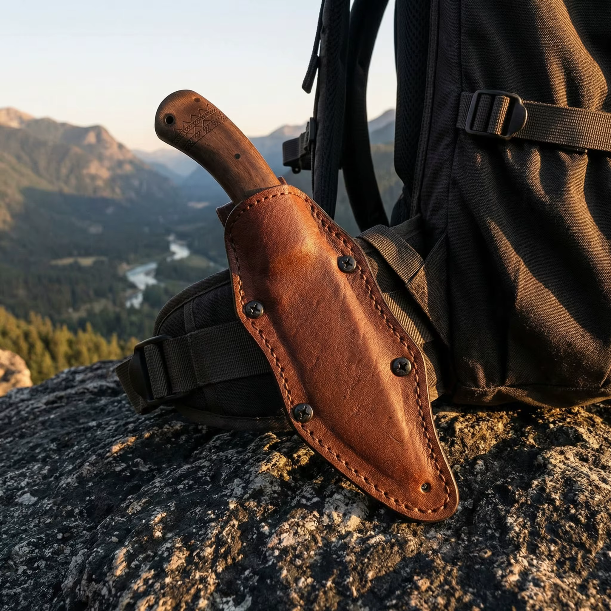 Cuchillo fijo para exteriores con funda, emergencia y acampada compacta - imagen 5