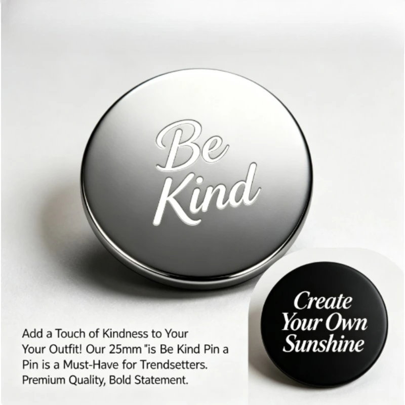 Pin broche redondo minimalista con mensaje inspirador positivo - imagen 2