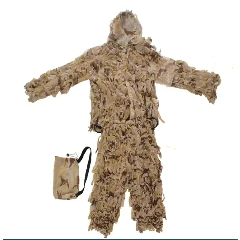 Yowie traje camuflaje desierto 3D ghillie con capucha Airsoft - imagen 3