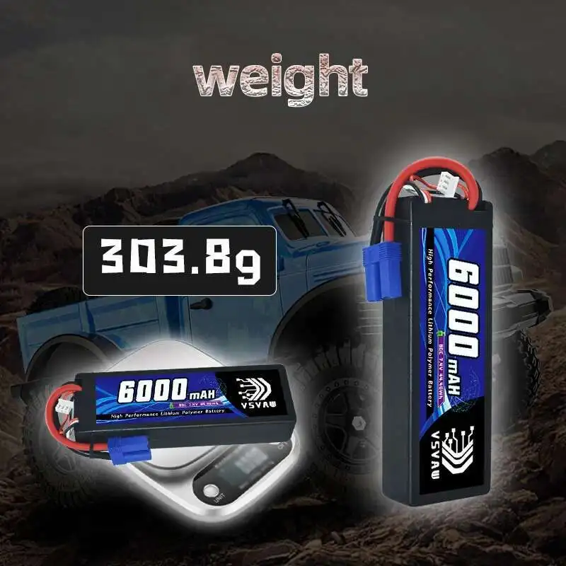 VSVAW Batería LiPo 2S 7,6V 65C EC5 Coche RC 1/10 - imagen 2