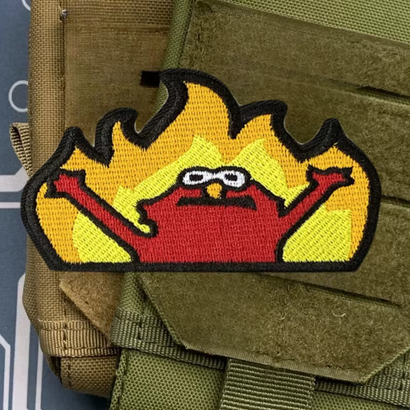 Parches tácticos bordados Hell Fire Meme - emblema velcro para ropa - imagen 4
