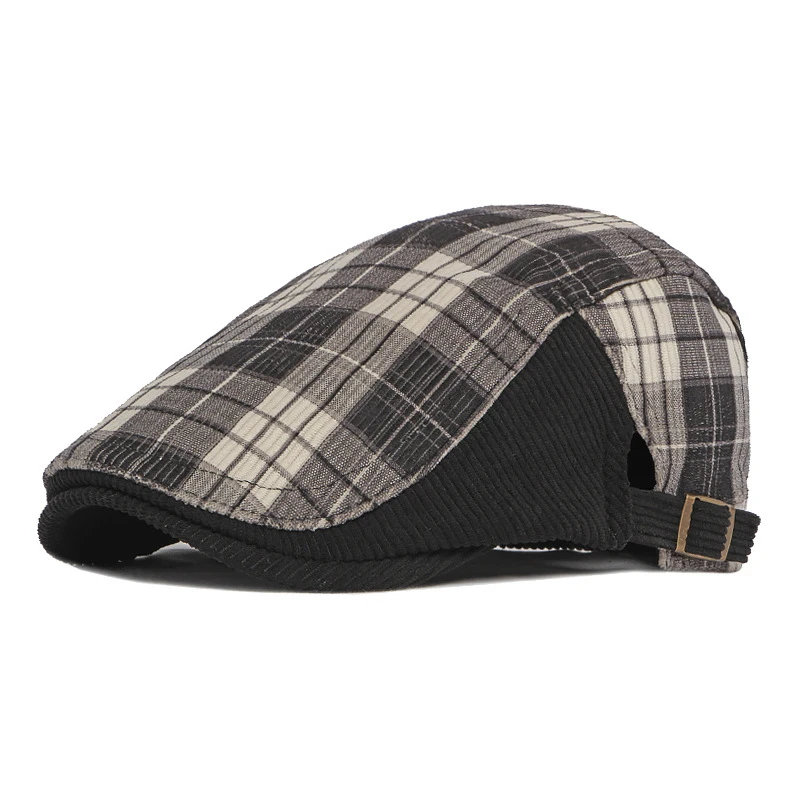 Gorra plana Gatsby de cuadros con visera ajustable