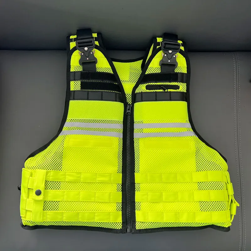 Chaleco táctico fluorescente amarillo liberación rápida seguridad