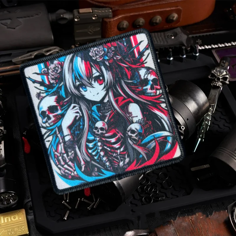 Parche táctico calavera punk estilo anime con gancho y bucle - imagen 5