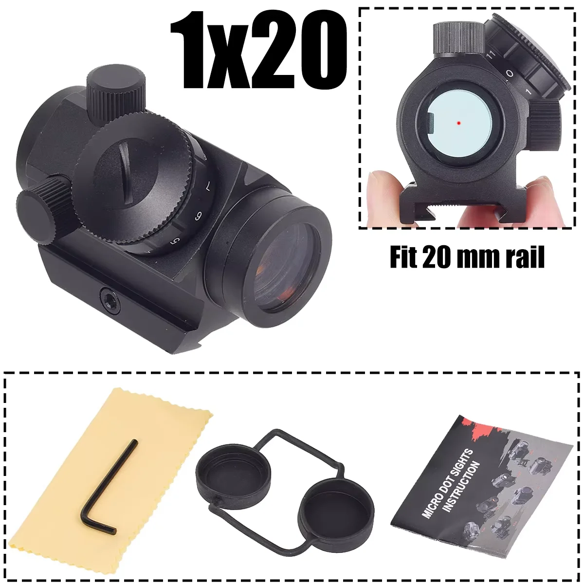 Mira red dot táctica ajustable antivaho y antichoque Picatinny - imagen 3