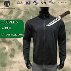 Chaqueta táctica anti-corte EN388 CE transpirable negra ripstop