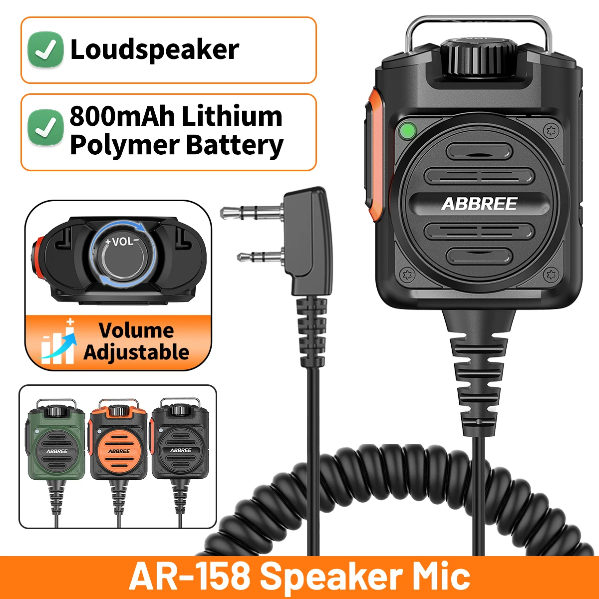 Micrófono altavoz walkie talkie ABREE AR-158 volumen ajustable