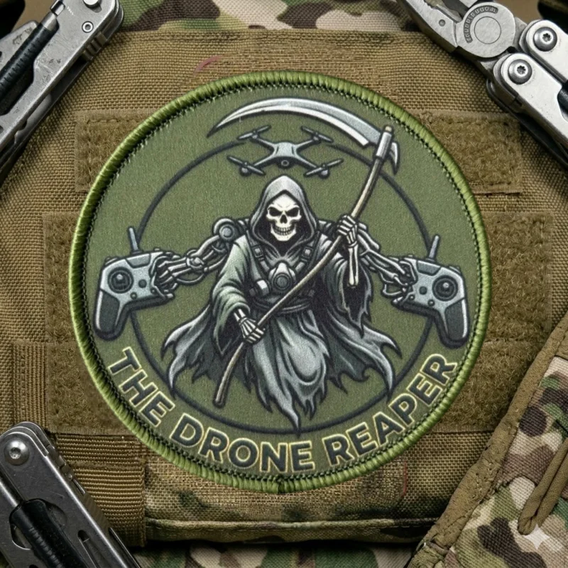 Parche táctico calavera Drone Reaper con velcro gancho-bucle - imagen 2