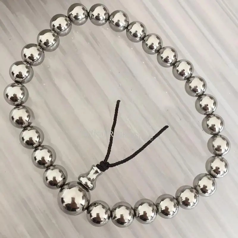Pulsera cuentas en titanio pulido con cabezal Buda - imagen 2