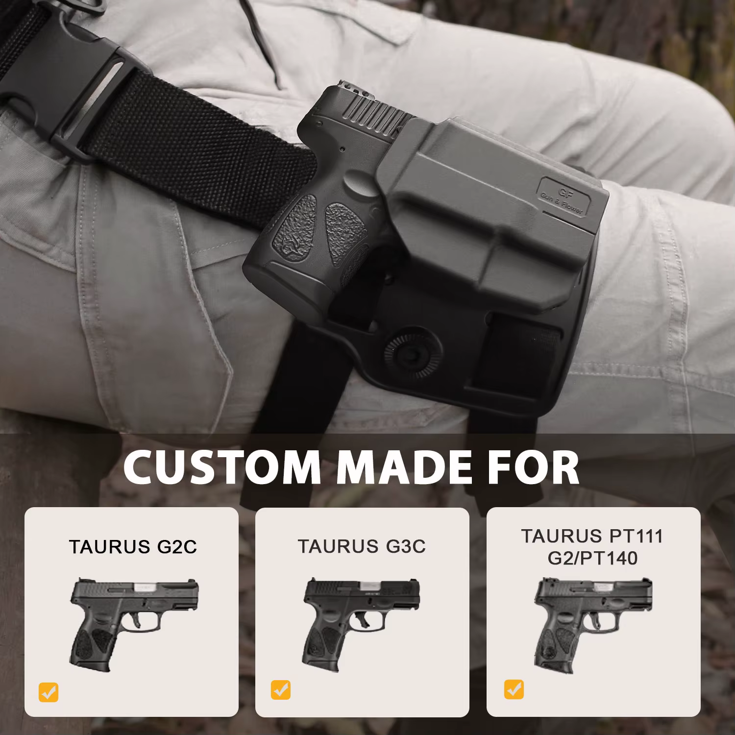 Taurus G2C G3C funda Drop Leg en polímero retención nivel II