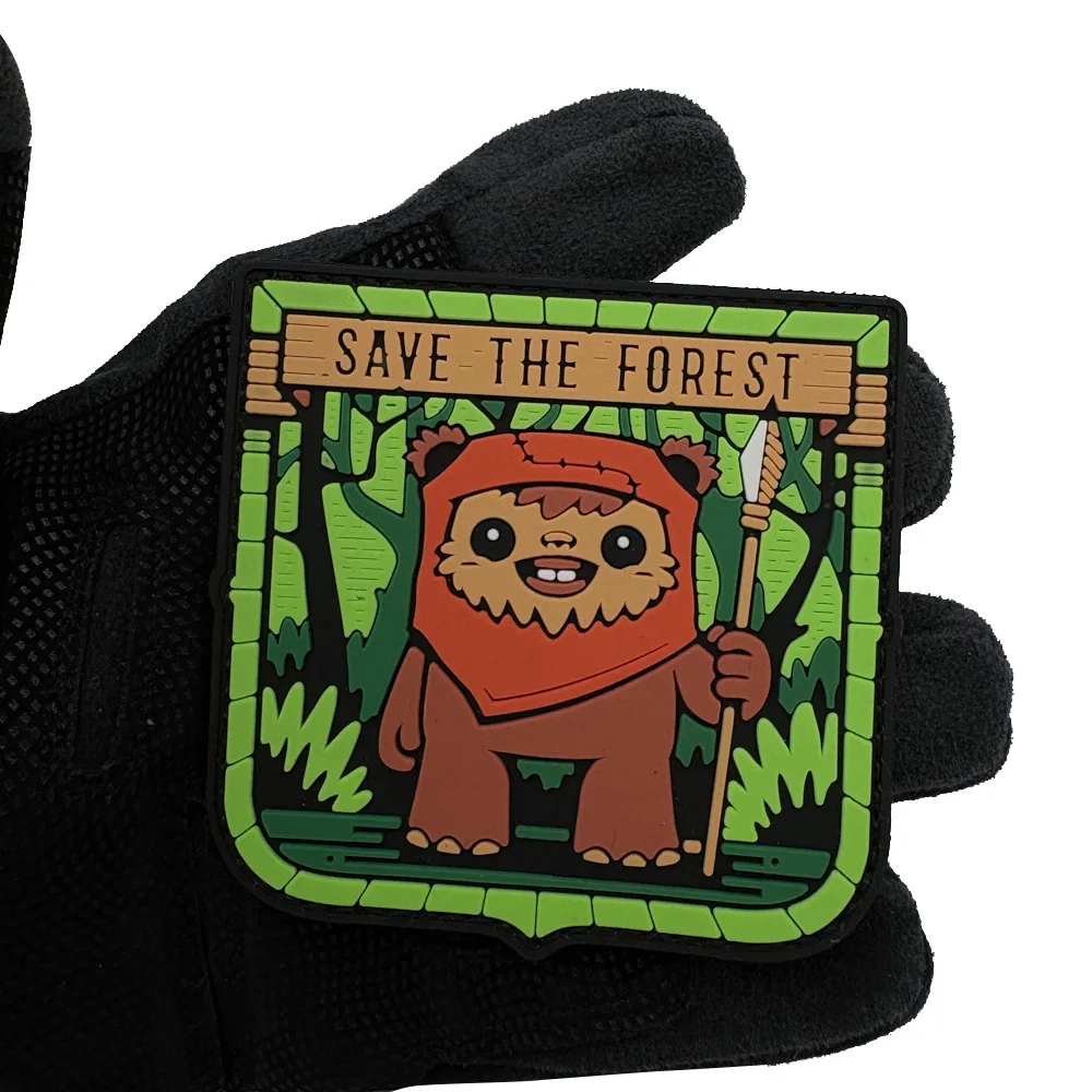 Parche SAVE THE FOREST moral táctica PVC 3D gancho y bucle para ropa - imagen 4