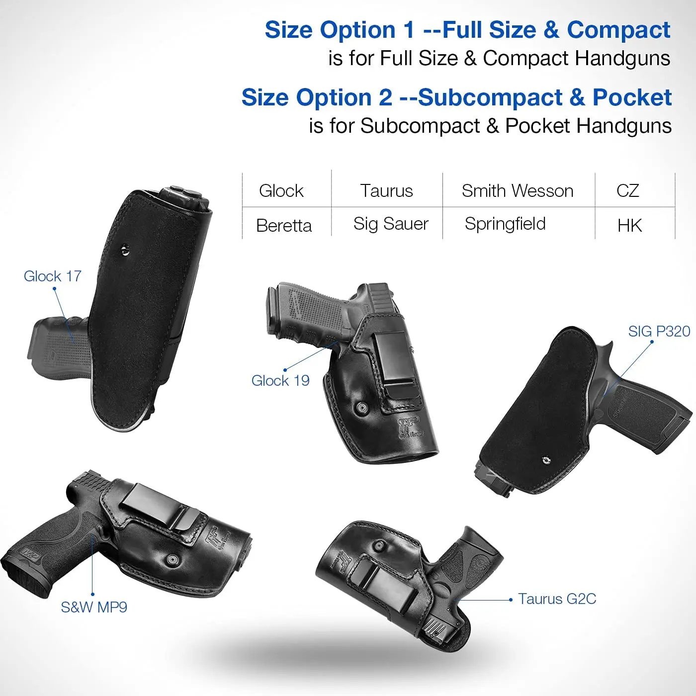 Funda táctica cuero Glock Taurus M P Shield ocultación compacta - imagen 2