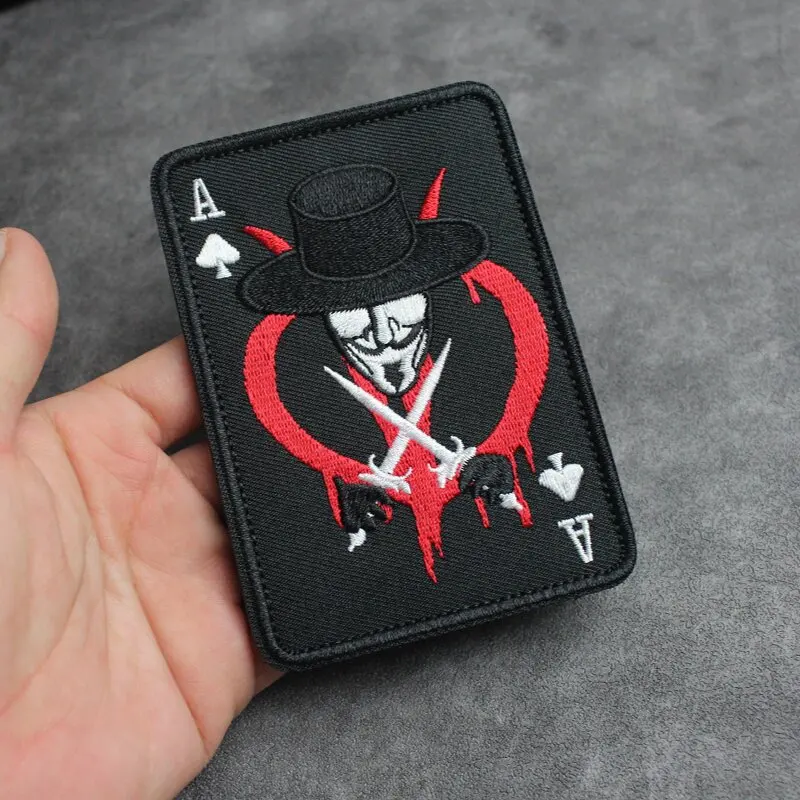 Parche bordado estilo poker Dios de la Muerte para MOLLE con gancho - imagen 4