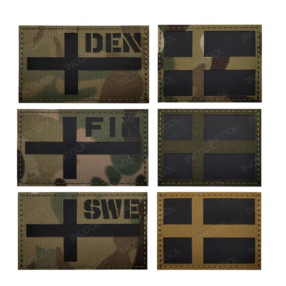 Parche táctico reflectante con banderas de los países nórdicos